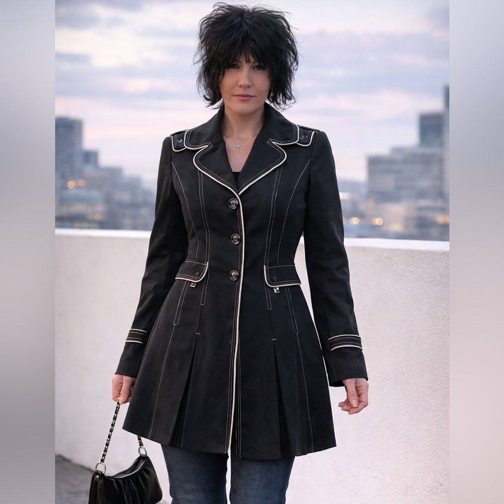 GUESS Y2K Tailored Peplum Jacket – Rare 2002 Weather Gear Coat M